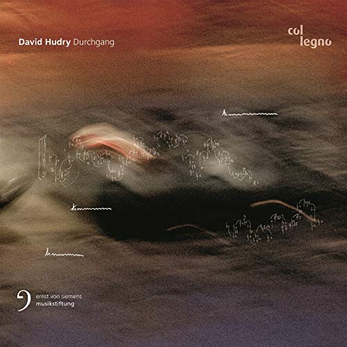 CD cover for David Hudry’s “Durchgang” with abstract musical notation.