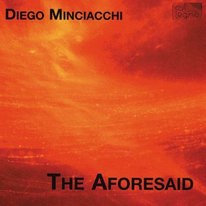 CD cover for Diego Minciacchi’s “The Aforesaid” with red, textured background.