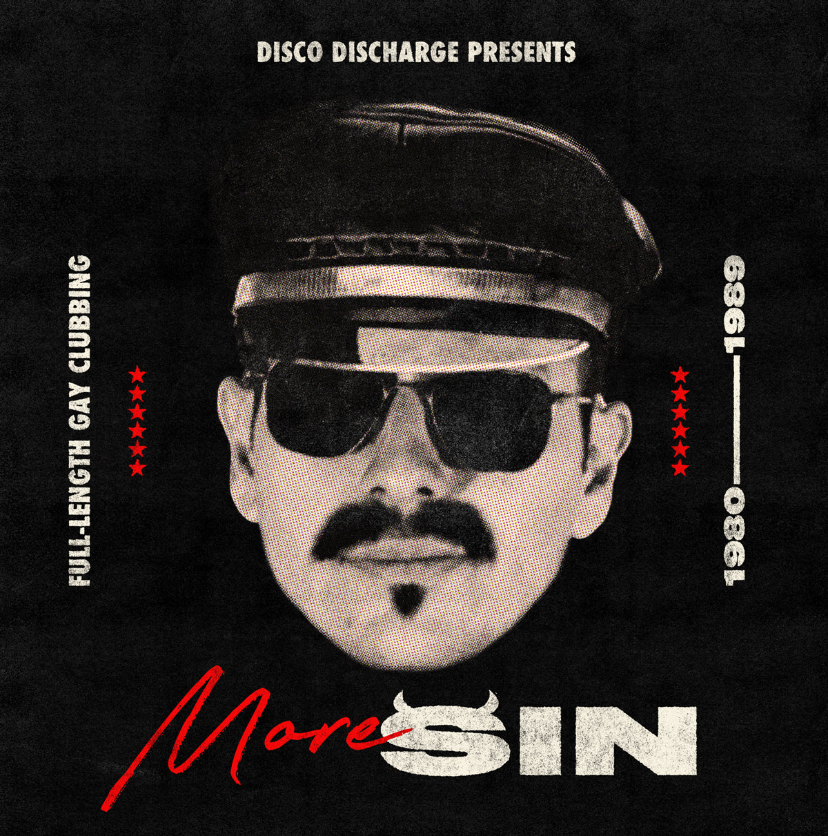 CD cover: Man with mustache and sunglasses, text "More Sin".