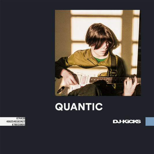 CD cover: Man playing guitar, text “Quantic” and “DJ-Kicks” logo.