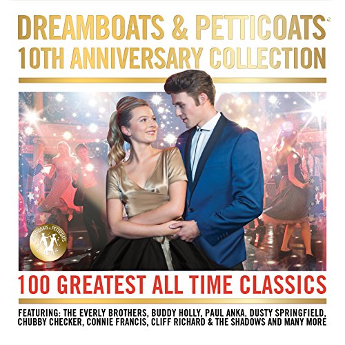 CD cover for "Dreamboats & Petticoats" 10th Anniversary Collection, featuring a couple.