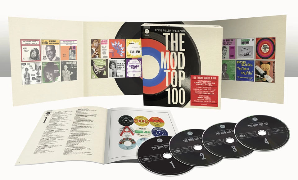 Four CD set with booklet, featuring images of record labels and artists.