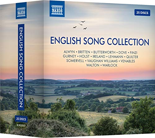 Naxos 25-disc box set of English song composers, landscape background.