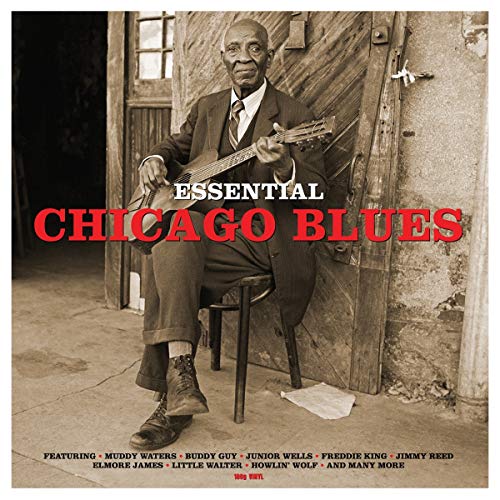 Black vinyl record in a sleeve with blues music compilation artwork and track listing.