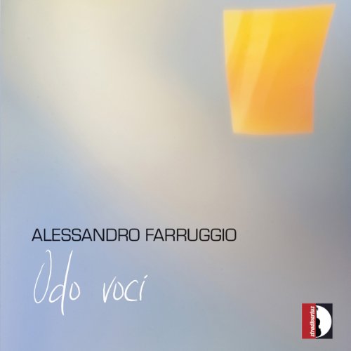 CD cover for Alessandro Farruggio’s “Odo voci” with abstract orange and blue design.