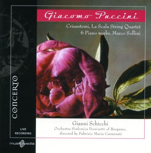 CD cover for Giacomo Puccini’s “Crisantemi” featuring a pink flower.