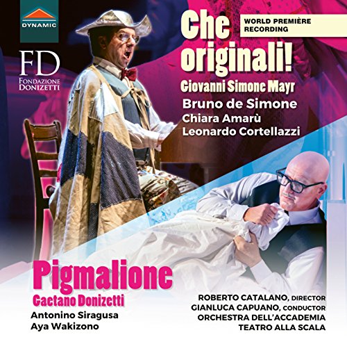 CD cover for operas “Che Originali!” and “Pigmalione” featuring performers.