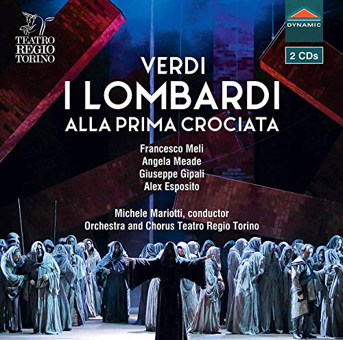 CD cover for Verdi’s “I Lombardi” opera, featuring a stage scene.