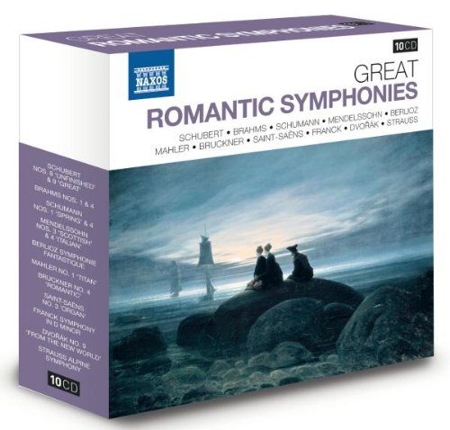 Box set of 10 CDs with "Great Romantic Symphonies" and a seascape image.
