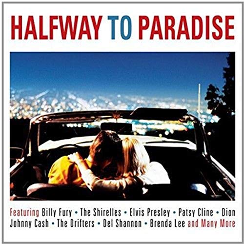 CD cover: Couple in a convertible overlooking a city skyline.