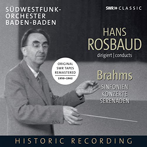 CD cover featuring conductor Hans Rosbaud and the name "Brahms" in text.