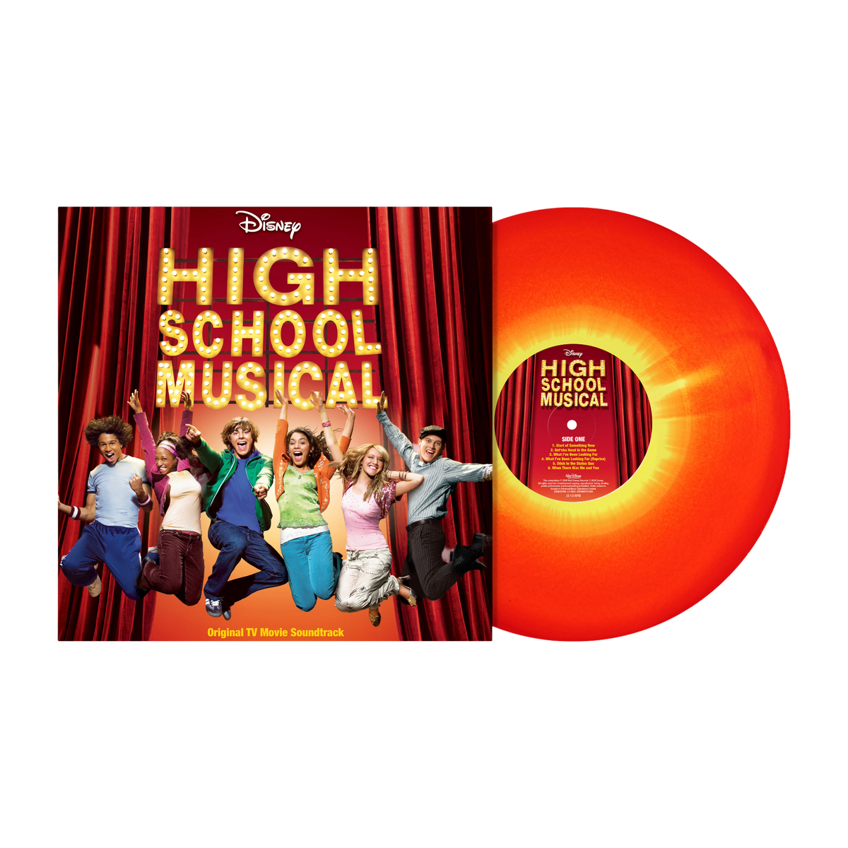 “High School Musical” 20th anniversary vinyl record with cast cover art.