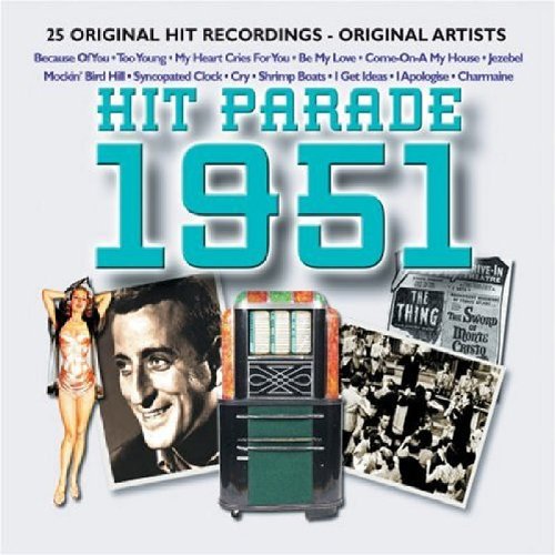 CD cover for "Hit Parade 1951" with vintage imagery and text.
