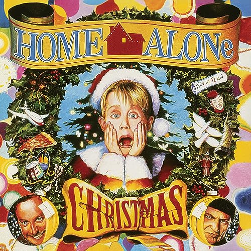 “Home Alone” Christmas vinyl record cover with a surprised child’s face.