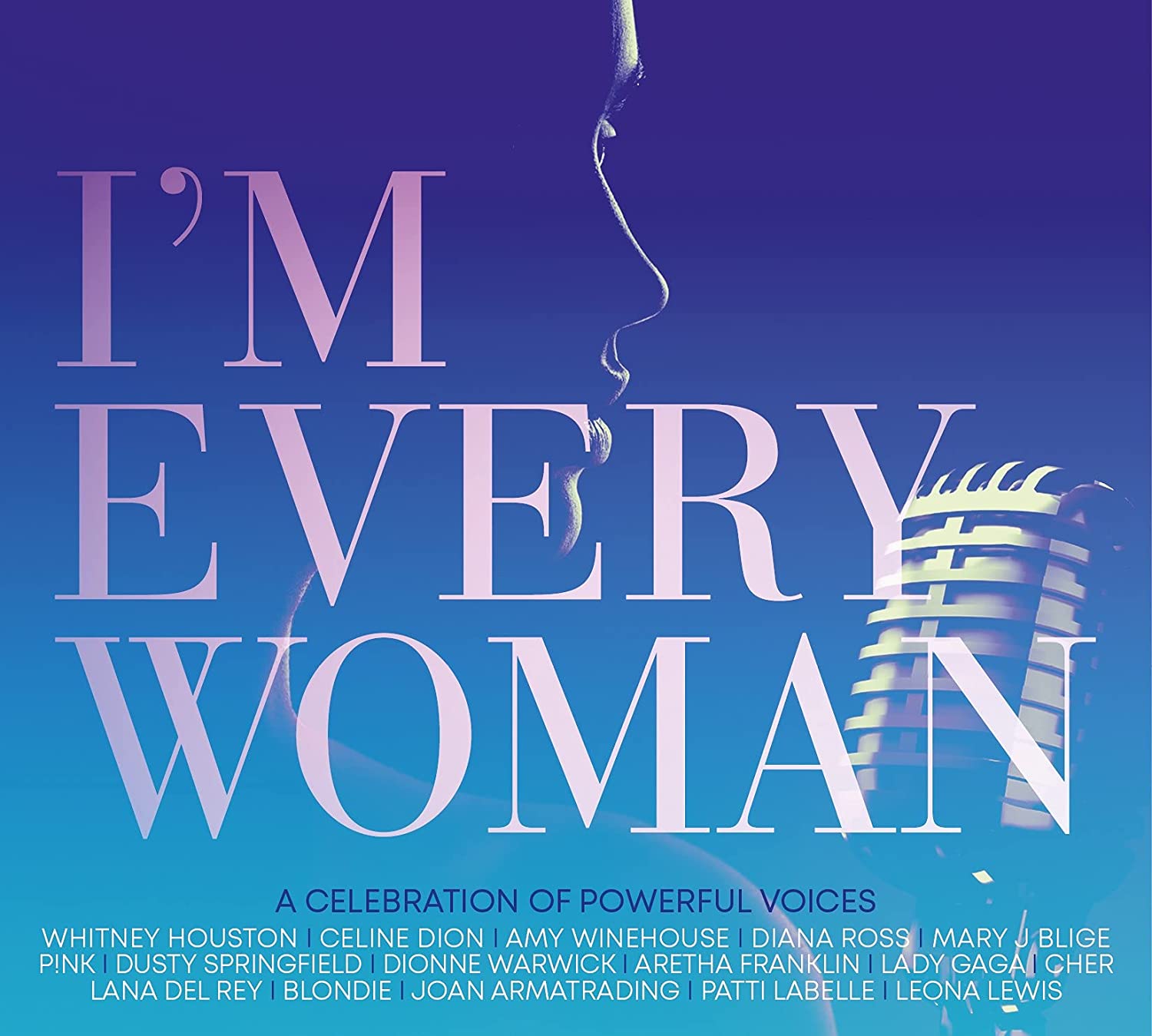 CD cover for “I’m Every Woman” featuring text and a microphone.