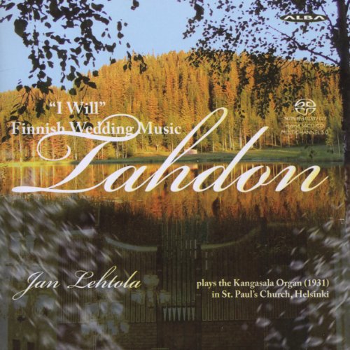 CD cover with forest landscape, title “I Willfinnish Wedding Music”, and organ details.