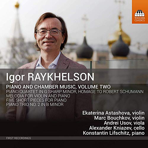 CD cover featuring pianist Igor Raykhelson with a blurred cityscape background.