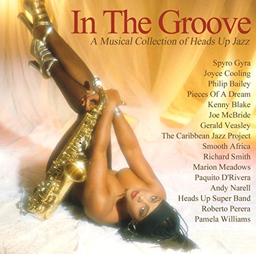 CD cover: woman with saxophone, text listing jazz artists.