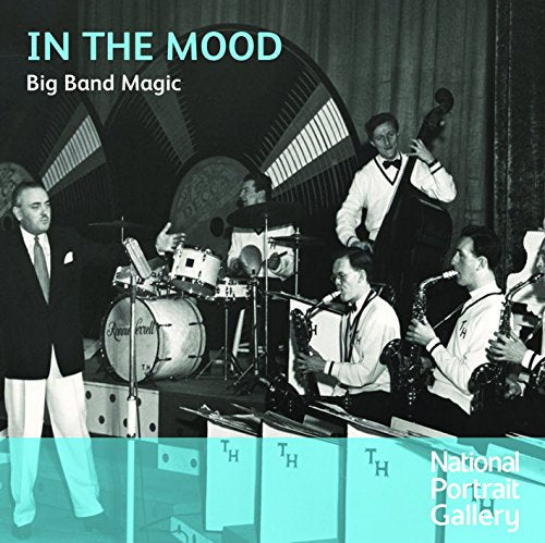 Vintage photo of a big band performing, CD cover art.
