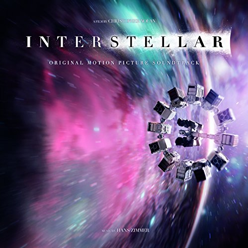 “Interstellar” soundtrack album cover with a spacecraft and nebula background.