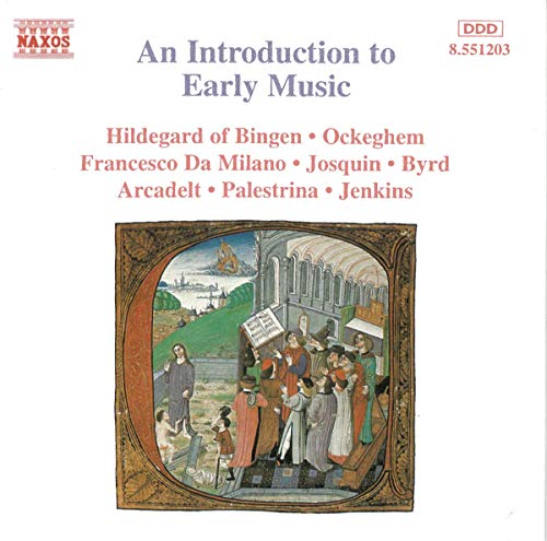 CD cover titled "An Introduction to Early Music" with medieval illustration and composer names.