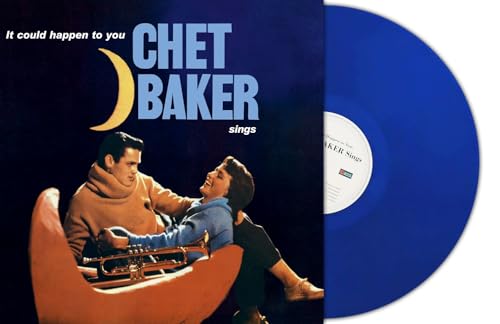 Blue vinyl record with album cover featuring Chet Baker and a couple.