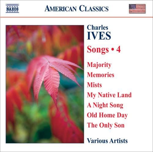 CD cover for “IVES:COMP SONGS VOL.4” featuring a red leaf.