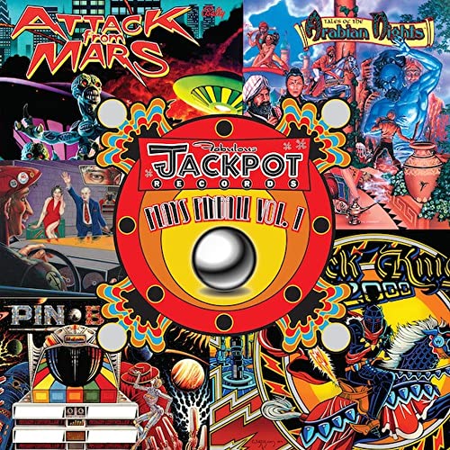 Album cover for "Jackpot Plays Pinball Vol. 1" featuring pinball imagery.