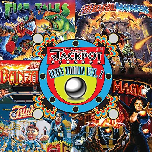Album cover for “Jackpot Plays Pinball Vol. 2” featuring pinball machine art.