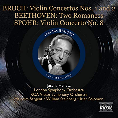 CD cover featuring violinist Jascha Heifetz, with composers’ names listed.