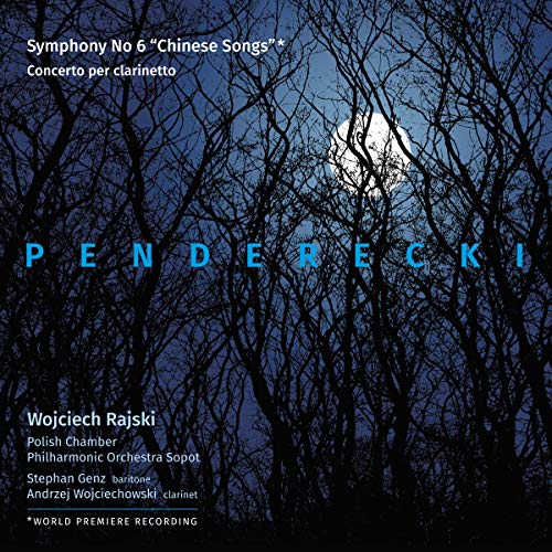 CD cover for Penderecki’s Symphony No. 6 with a moonlit forest scene.