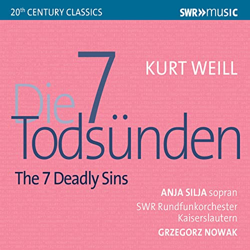 CD cover for Kurt Weill’s “The 7 Deadly Sins” with large red number 7.
