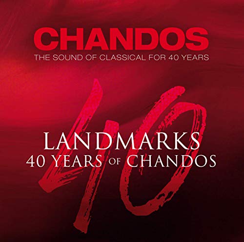 CD cover for "Landmarks: 40 Years of Chandos" with red and white text.