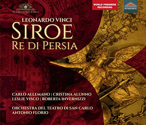CD cover art for Leonardo Vinci's Siroe, Re di Persia featuring a golden angel statue.
