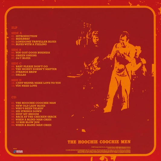 Red vinyl record cover featuring a silhouetted musician and tracklist.