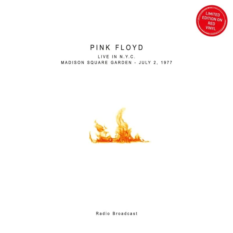 Pink Floyd album cover: flames against a white background, text details.