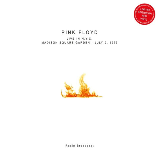 Pink Floyd album cover: flames against a white background, text details.