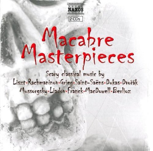 CD cover featuring a human skull image with red text reading Macabre Masterpieces.
