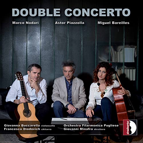 CD cover featuring three musicians with guitar and cello, titled "Double Concerto".