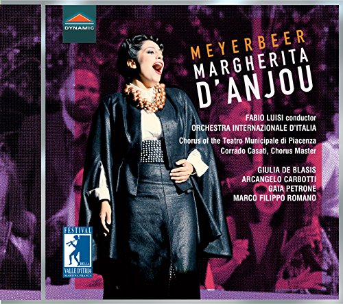 CD cover for Meyerbeer’s “Margherita D’Anjou” opera, featuring a singer.