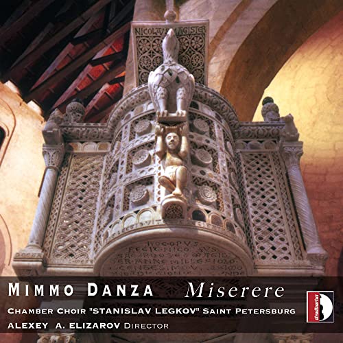 CD cover for "Miserere" by Mimmo Danza, featuring ornate stone carving.