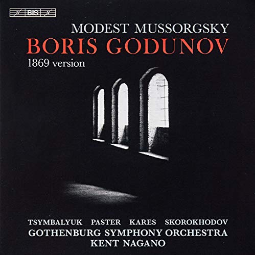CD cover for Mussorgsky’s “Boris Godunov” with arched doorways in shadow.