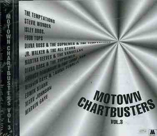 CD cover for "Motown Chartbusters Volume 3" listing artists like Stevie Wonder.