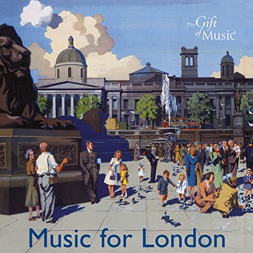 CD cover: vintage illustration of Trafalgar Square with people and pigeons.