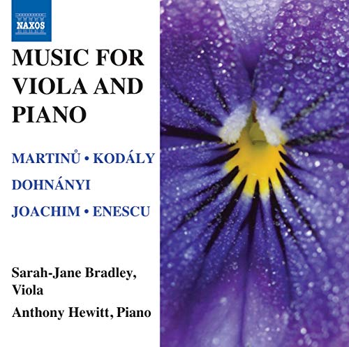 CD cover for "Music for Viola and Piano" featuring a purple flower.