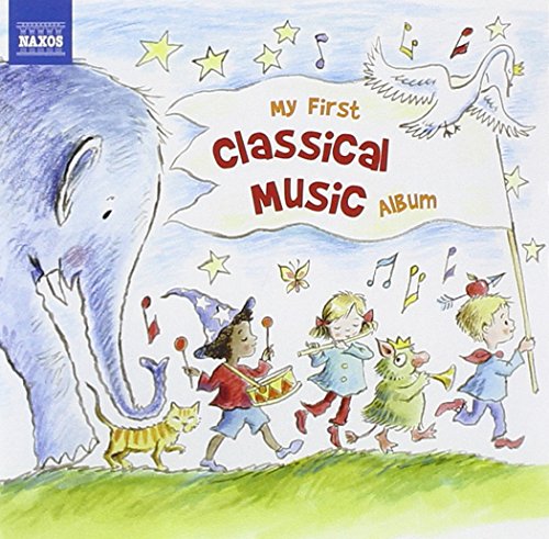 A whimsical watercolor illustration of an elephant, children, and creatures marching with musical instruments.