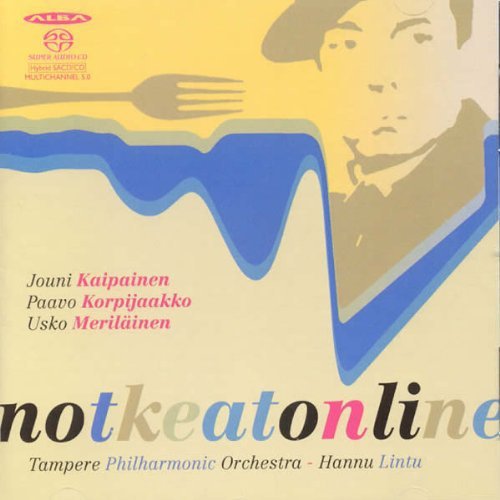 CD cover with abstract blue waves, a fork, and a face in profile.
