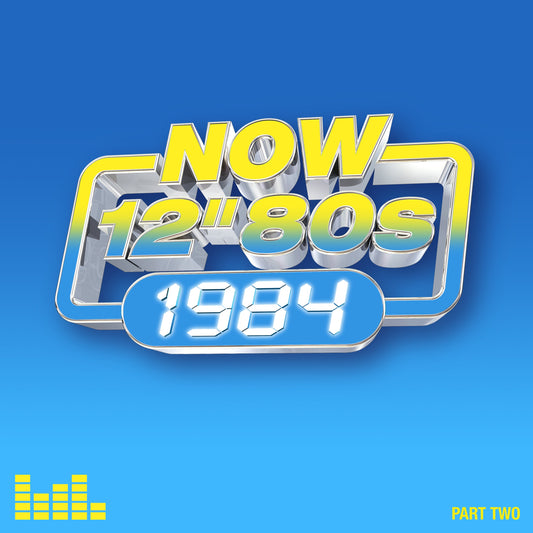 CD cover for “NOW 12 ‘80s: 1984 - Part 2” with blue and yellow graphics.