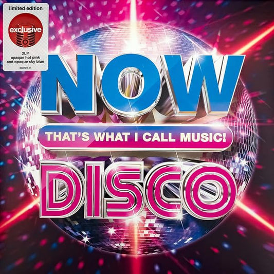 Now That's What I Call Music Disco album cover featuring a large glittery disco ball.