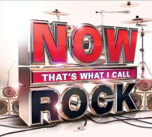 Now That's What I Call Rock" CD cover with drums and speakers.